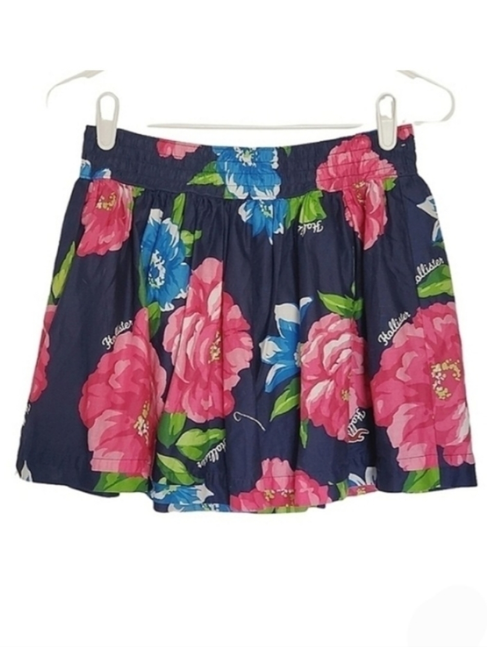 1101 * Hollister Floral Mini Skirt Blue Pink Size M